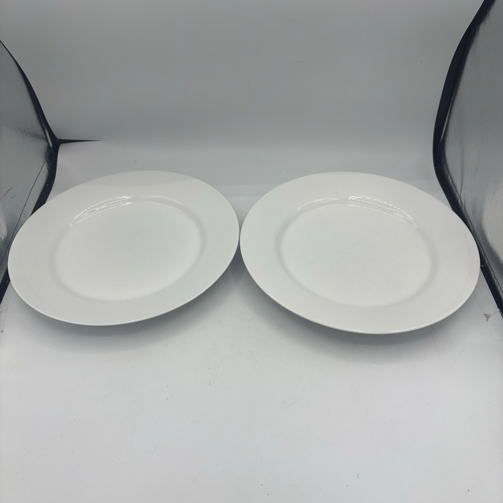 Crate & Barrel Dinner Plates Set of 2 Dishes 10.5" White